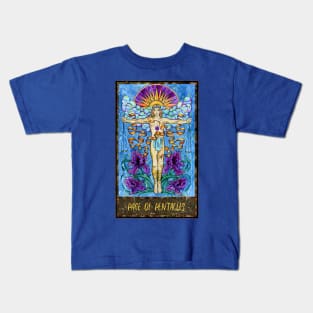 Page Of Pentacles. Magic Gate Tarot Card Design. Kids T-Shirt